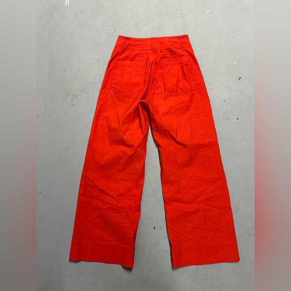 Maeve Anthropologie Colette Cropped Wide-Leg Pants Linen Edition Size 26 Orange - Picture 4 of 8